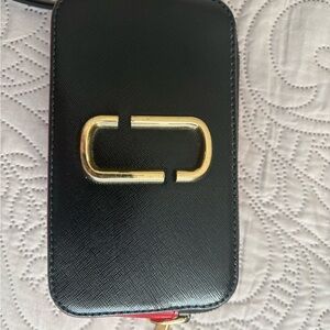 Marc Jacobs Snapchot Black Crossbody Bag with Gold Accent